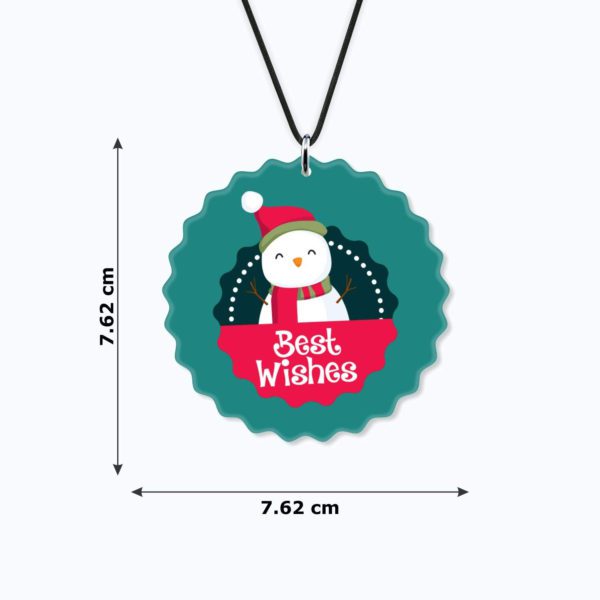 Best Wishes Printed Snowman Christmas Car Hanging