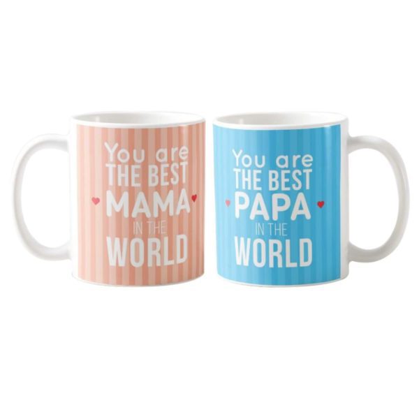 Birthday Gifts for Mom Dad 325 Ml Coffee Mug Set of 2 with Tea Coaster - Starry Beautiful Mother Father