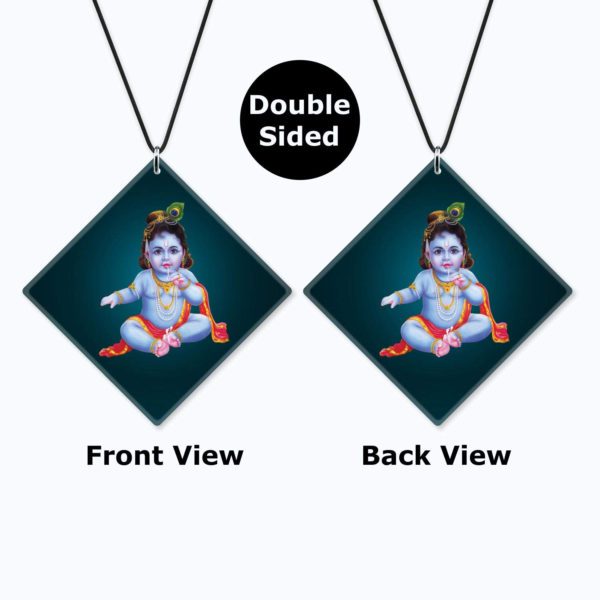 Religious Gifts Acrylic Car Hanging Accessories Lord Cute Lil Krishna Printed for Good Luck Interior Decoration