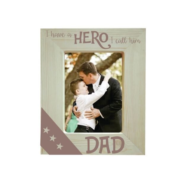 Hero Dad Engraved Wooden Photo Frame