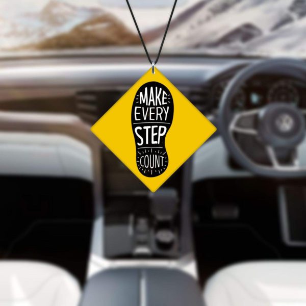 Motivational Gift Car Hanging Make Every Step Count Printed with Wooden Keychain