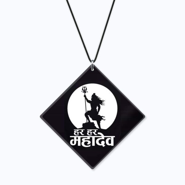 Religious Gifts Acrylic Car Hanging Accessories Lord Shiva Har Har Mahadev Printed Printed for Good Luck Interior