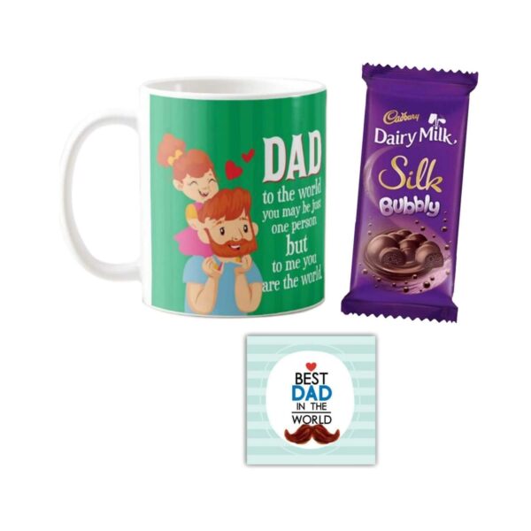 Dad You are The World to Me Hamper 1 Dairy Milk Silk 60 gm, with Coaster