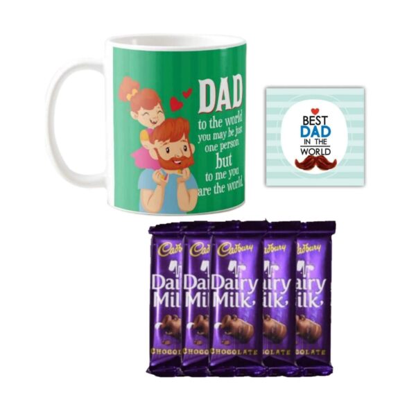 Dad You are The World to Me Hamper 1 Dairy Milk Silk 60 gm, with Coaster