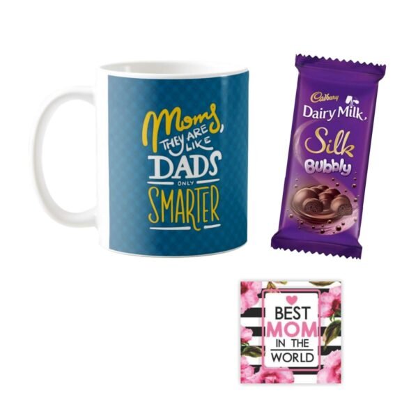 Birthday Chocolate Gifts Combo for Mom - Moms They are Like Dads Only Smarter Mug, 5 Cadbury Dairy Milk Chocolate,
