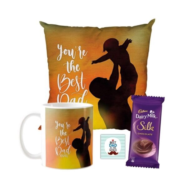 Best Dad Ever Mug , Cushion Cover,1 Dairy Milk Silk 60 gm, with