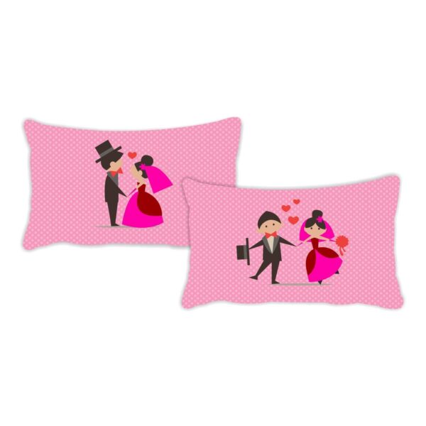 TYYC Wedding Gifts For Couple, Cute Doodle Couple Bedsheet With 2 Pillow Covers Bride Groom, Husband Wife - Beige