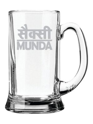 New Year Gifts, Sexy Munda Hindi Engraved Beer Mug - Jumbo Beer 1170 ml