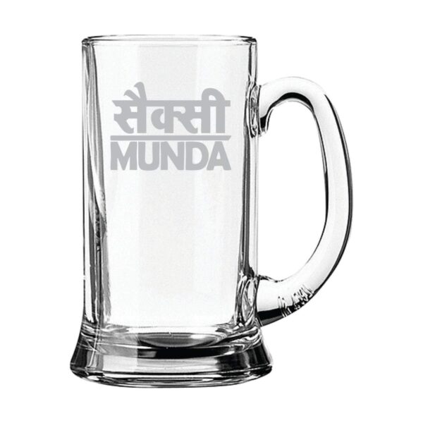 New Year Gifts, Sexy Munda Hindi Engraved Beer Mug - Jumbo Beer 1170 ml