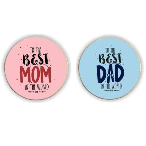 (Round) Acrylic Fridge Magnet for Parents - I Love You My Mom Dad