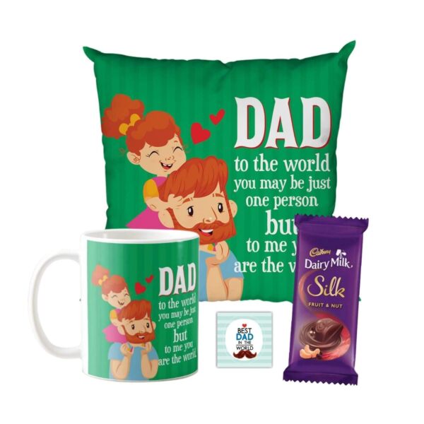 Dad You are The World to Me Hamper 1 Dairy Milk Silk 60 gm, with Coaster