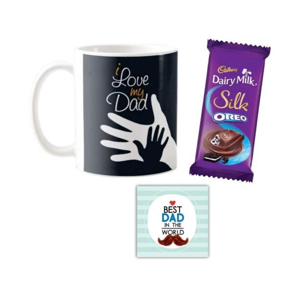 I Love My Dad Mug ,1 Dairy Milk Silk 60 gm, with Coaster