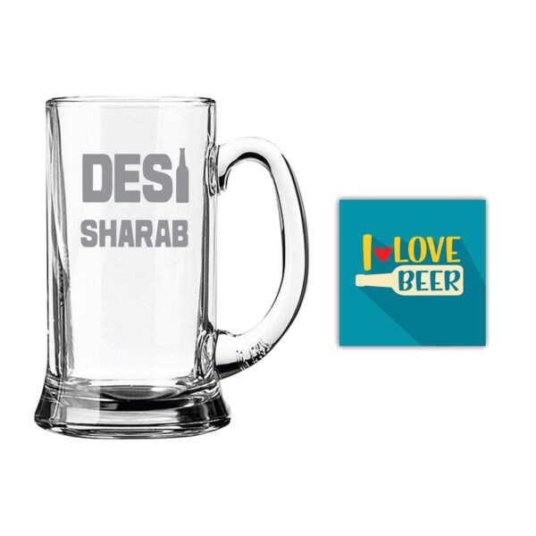 New Year Gifts, Desi Sharab Hindi Engraved Beer Mug - Icon Beer 580 ml