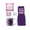 Best Mom Ever Gift Hamper for Mom - Apron Chef Hat Cushion Cover Mug Coaster