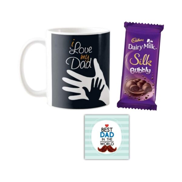 I Love My Dad Mug ,1 Dairy Milk Silk 60 gm, with Coaster
