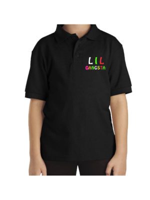 Printed Kids Brother Kid Boys Polo T-Shirt Lil Gangsta Brother Cotton