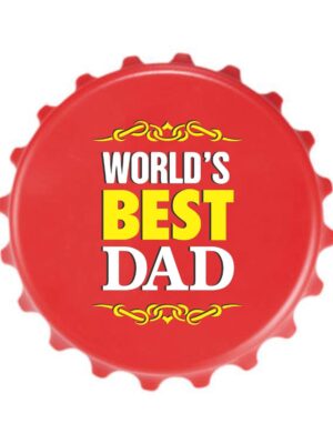 Fridge Magnet with Bottle Opener Worlds Best Dad Printed Home Decorative Item (Pack of 1)