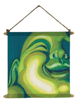 Gifts, Charming Laughing Buddha Poster Wall Painting Hanging Scroll Canvas - 12 x 12 inches