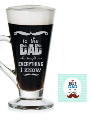 Dad Engraved Glass Tea Coffee Mug Cup with Coaster