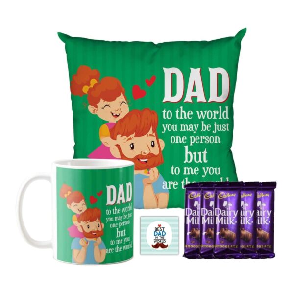 Dad You are The World to Me Hamper 1 Dairy Milk Silk 60 gm, with Coaster