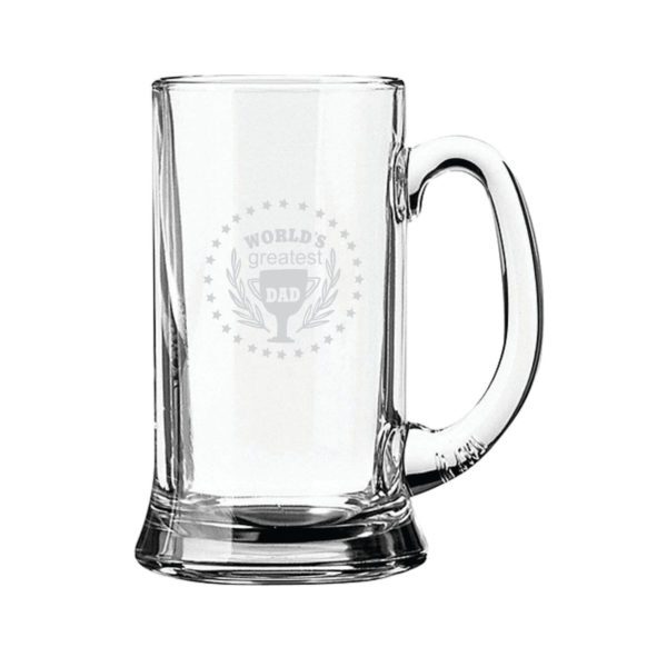 Worlds Greatest Dad Trophy Engraved Beer Mug for Dad - Playboy Beer Mug 357ml