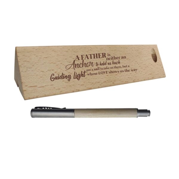 Birthday Handmade Wooden Pen with Pen Box A Father Is A Guiding Light Engraved - Rectangle