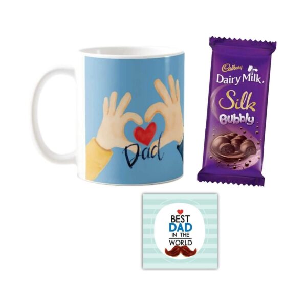 Love Dad Mug,1 Dairy Milk Silk 60 gm, with Coaster