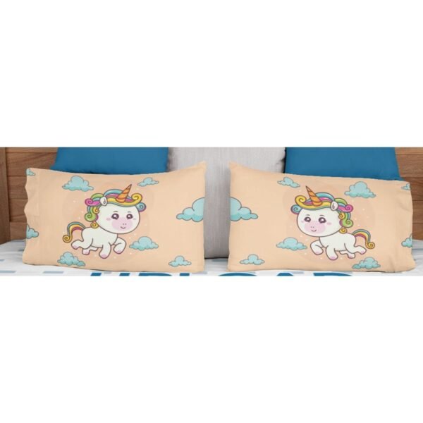 Birthday Gifts Velvet Designer Kids Cute Baby Unicorn Printed Double King Size Bedsheet (100x100 Inches/250CT) with 2