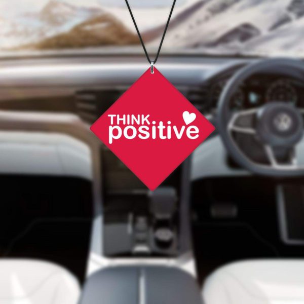 Motivational Gift Car Hanging Accessories Think Positive Printed with Wooden Keychain