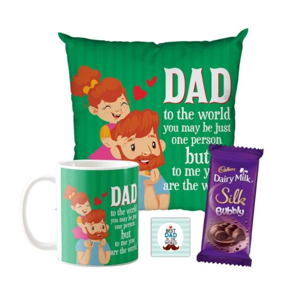 Dad You are The World to Me Hamper 1 Dairy Milk Silk 60 gm, with Coaster