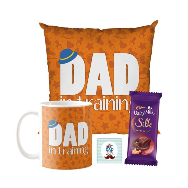 Dad in Training Mug, Cushion Cover, 5 Dairy Milk Silk Chocolate, with