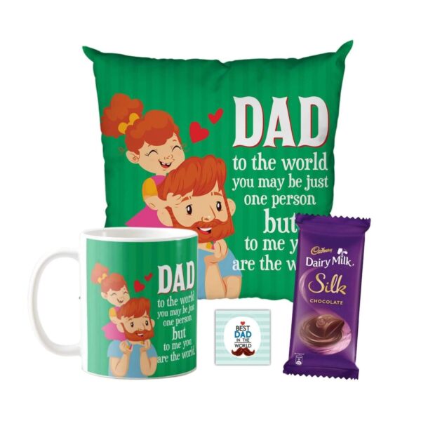 Dad You are The World to Me Hamper 1 Dairy Milk Silk 60 gm, with Coaster