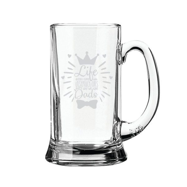 Life Doesn't Come with Instructions but Dad Engraved Beer Mug