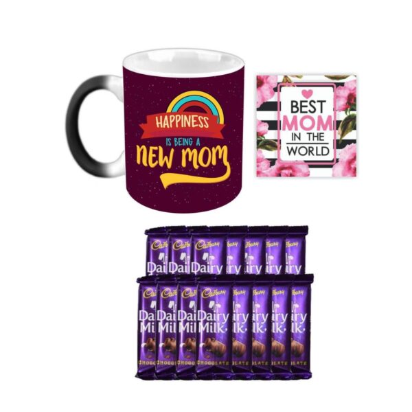 Birthday Chocolate Gifts Combo for Mom - Moms They are Like Dads Only Smarter Mug, Cushion Cover, 5 Cadbury Dairy