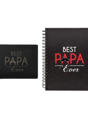 Best Papa Ever for Dad Set of 2 - Engraved Notebook A5 Size, 300 Ruled Pages, Dad Mousepad