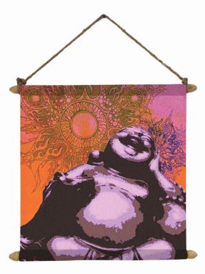 Enlightening Laughing Buddha Idol Poster Wall Painting Hanging Scroll Canvas - 12 x 12 inches