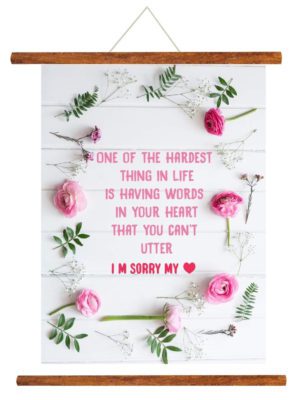 Sorry Greeting Card Gift for Girlfriend Wife Boyfriend Husband Floral I am Sorry Scroll - 15 x 20 inches