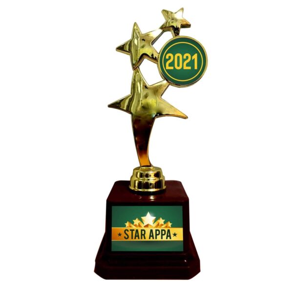 Hard Plastic Alloy Star Abbu Urdu Star Trophy 2020 Golden Star Award For Father (9 x 3.50 x 2.50 inch, Gold)