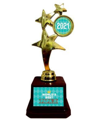 Birthday Gifts for Father Worlds Best Papa Ji Star Trophy 2021 Golden Star Award for Father