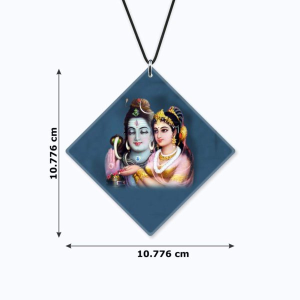 Religious Gifts Acrylic Car Hanging Accessories Lord Shiva with Parvati Printed Printed for Good Luck Interior