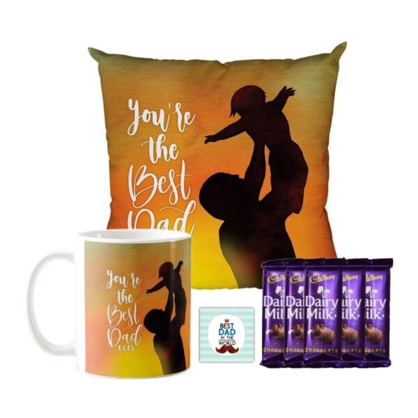 Best Dad Ever Mug , Cushion Cover,1 Dairy Milk Silk 60 gm, with