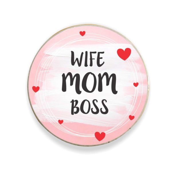 (Round) Acrylic Fridge Magnet for Parents - I Love You My Mom Dad