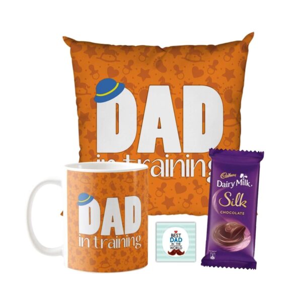 Dad in Training Mug, Cushion Cover, 5 Dairy Milk Silk Chocolate, with