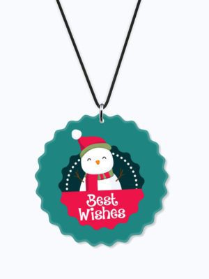 Best Wishes Printed Snowman Christmas Car Hanging