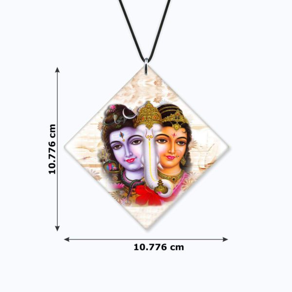 Religious Gifts Acrylic Car Hanging Accessories Lord Shiva with Ganesha Parvati Printed Printed for Good Luck Interior