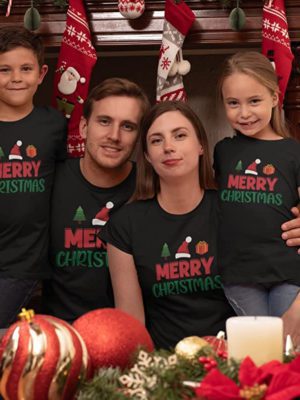 Matching Merry Christmas Printed Family T-Shirts