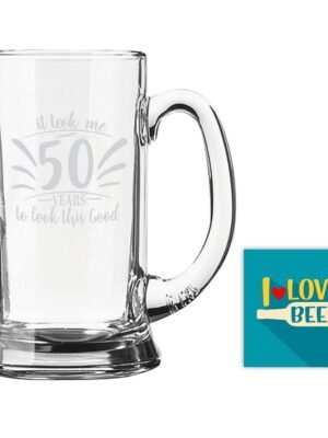 Took Me 50 Years Look Good Engraved Beer Mug