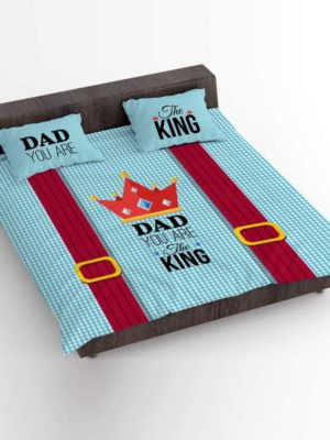 Printed Bedsheet with 2 Pillow Covers - Dad You are The King,