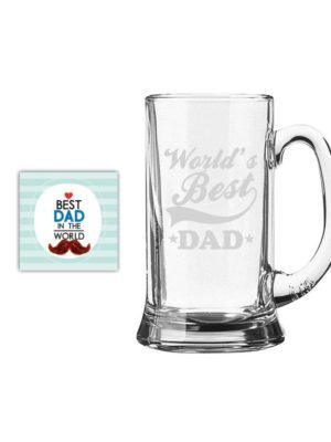 World Best Dad Engraved  Beer Mug