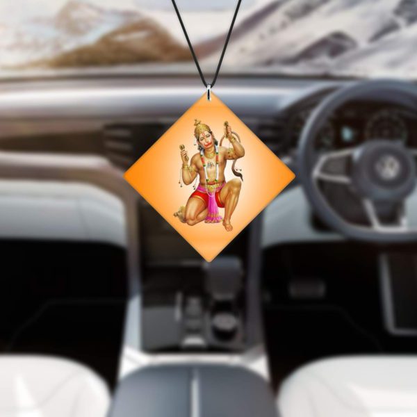 Religious Gifts Acrylic Car Hanging Accessories Lord Hanuman Worship Printed for Good Luck Interior Decoration